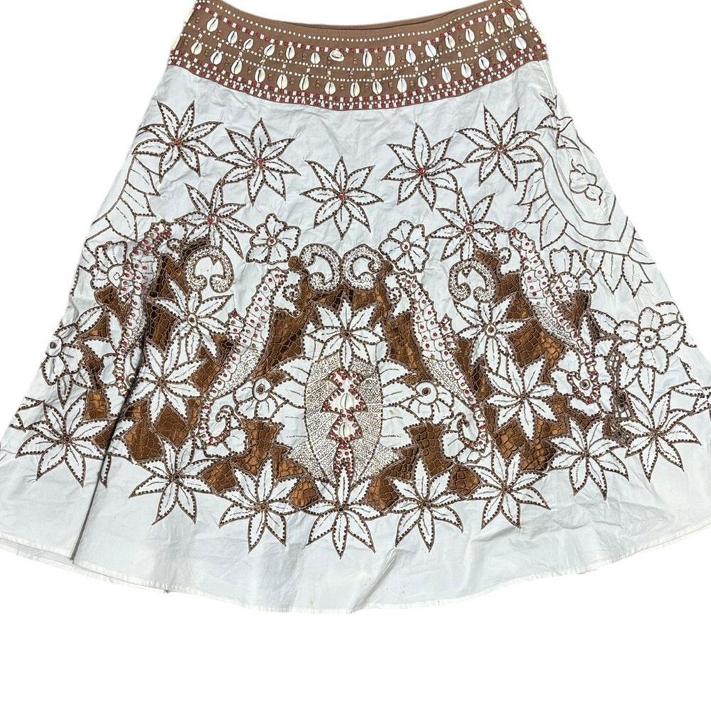 Basil & Maude women’s 6 seahorse beaded embroidered embellished shell skirt